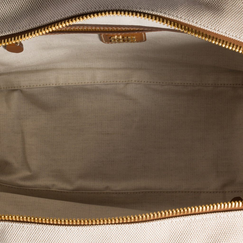 Miu Miu Beige/Brandy Beau Canvas and Leather Bag