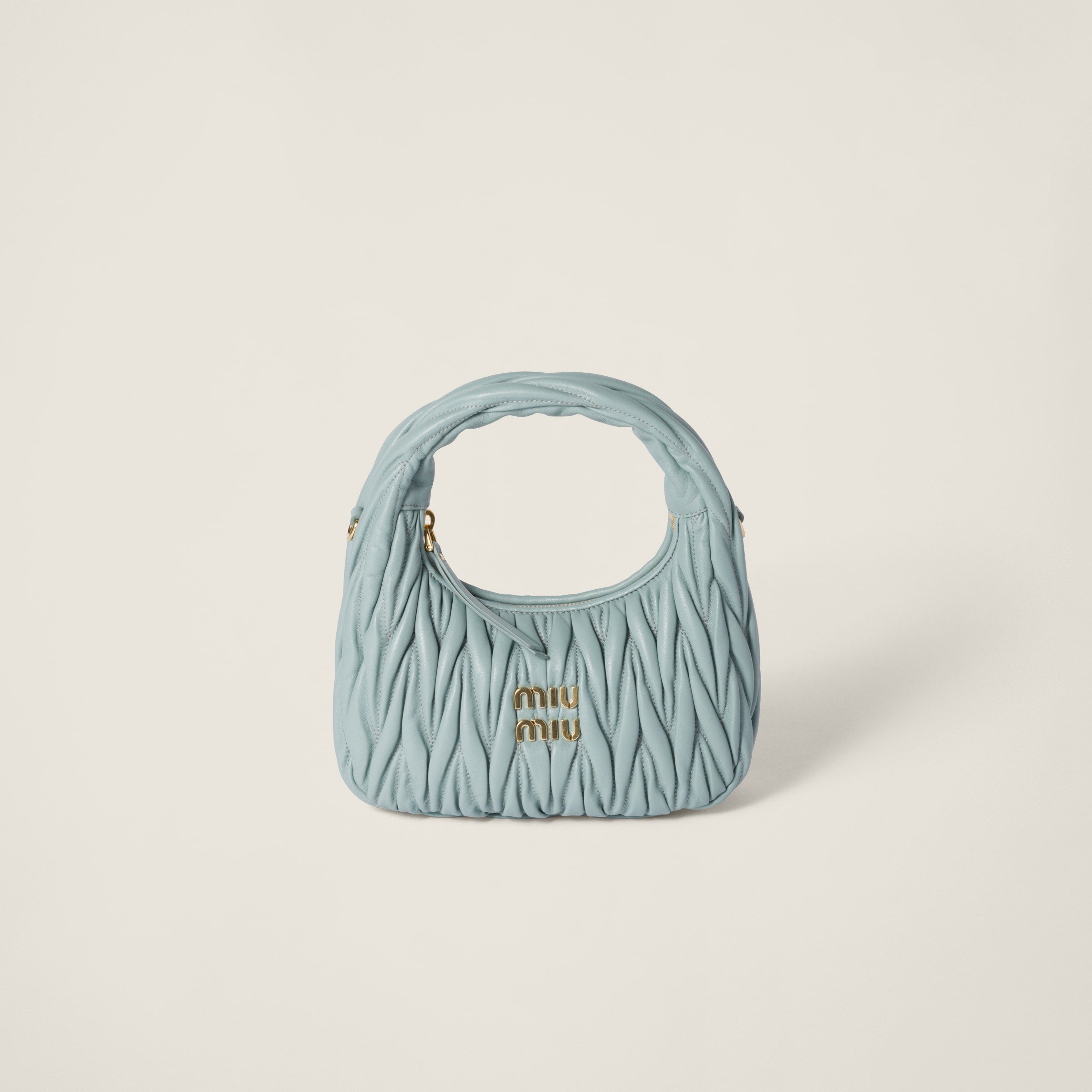 Miu Miu Wander nap leather hobo Powder Blue -  حقيبة لبني Wander جلد
