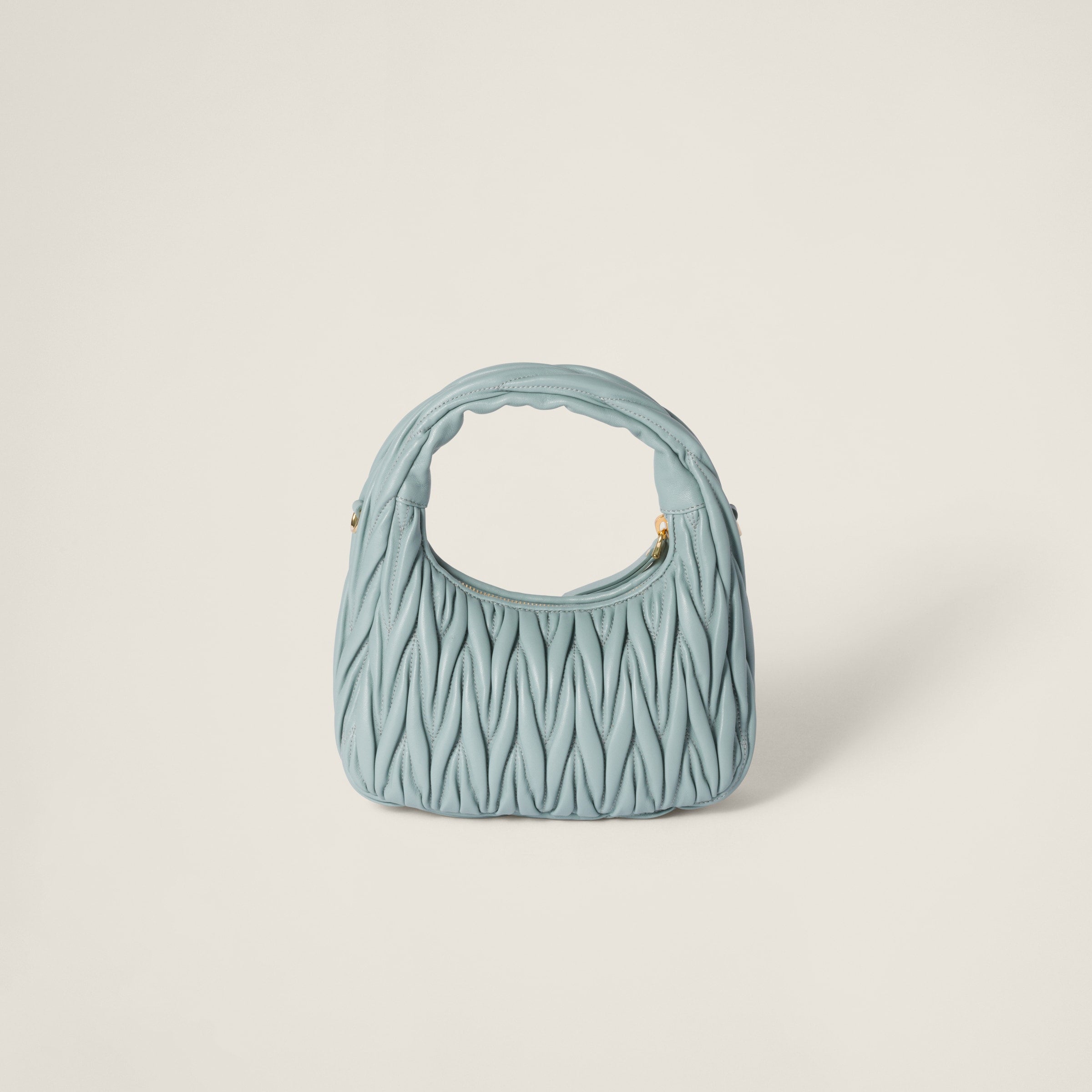 Miu Miu Wander nap leather hobo Powder Blue -  حقيبة لبني Wander جلد