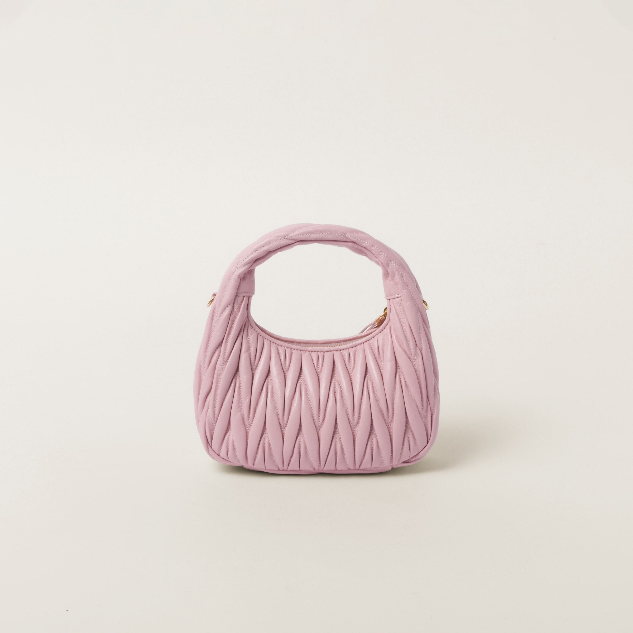 Miu Miu Wander nap leather hobo Alabaster Pink -  حقيبة وردي مرمري Wander جلد