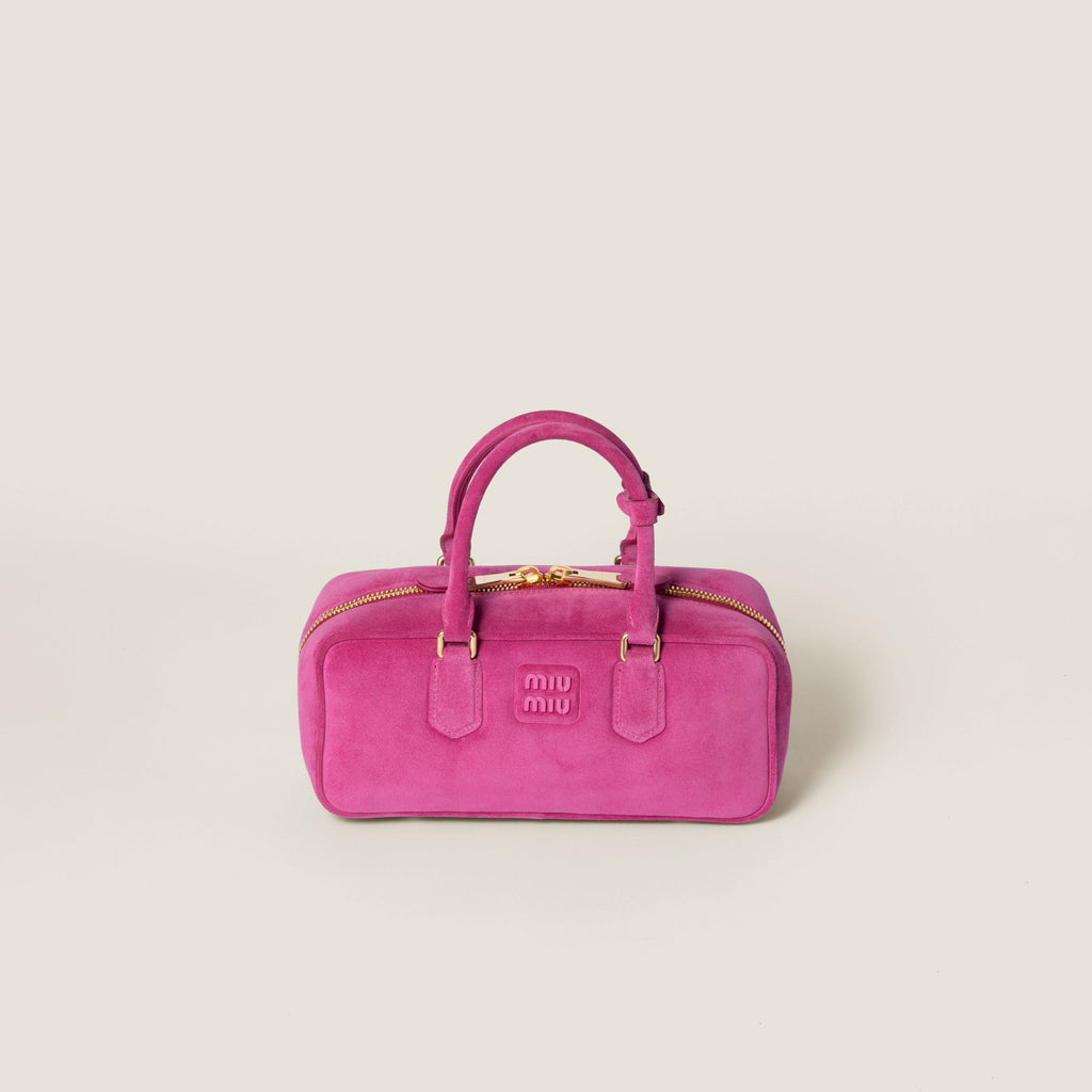 Miu Miu Arcadie padded suede top-handle bag Fuchsia (Large)