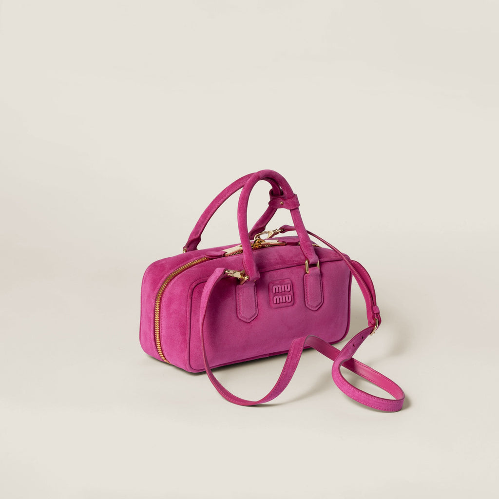 Miu Miu Arcadie padded suede top-handle bag Fuchsia (Large)