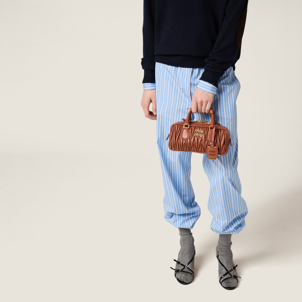 Miu Miu Arcadie leather bag matelassé Brown - حقيبة Arcadie جلد لون بني ماتلاسي