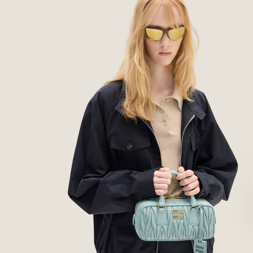 Miu Miu Arcadie leather bag matelassé Powder Blue - حقيبة Arcadie جلد لون لبني ماتلاسي