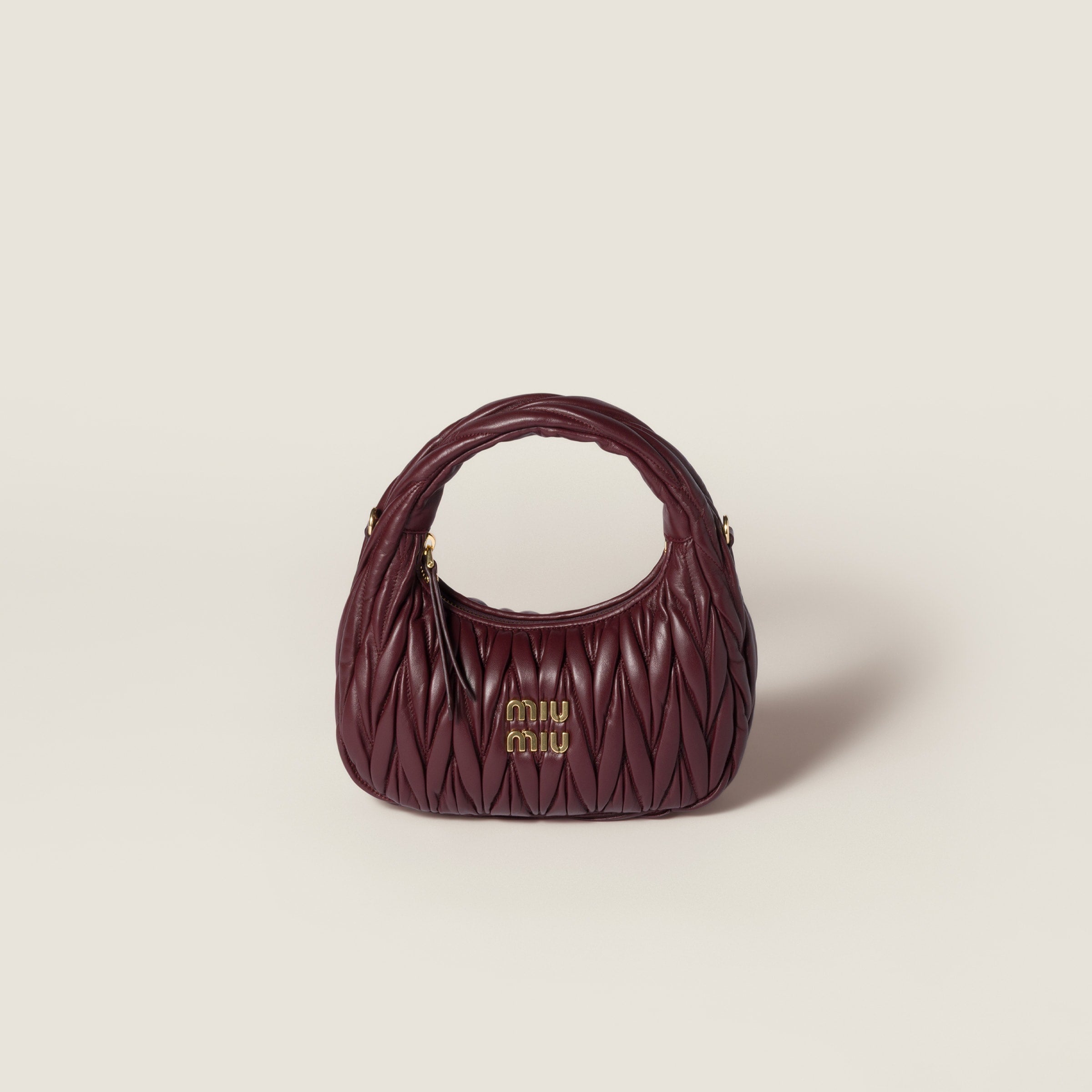 Miu Miu Wander nap leather hobo bag Burgundy -  حقيبة هوبو نبيتي غامق Wander جلد