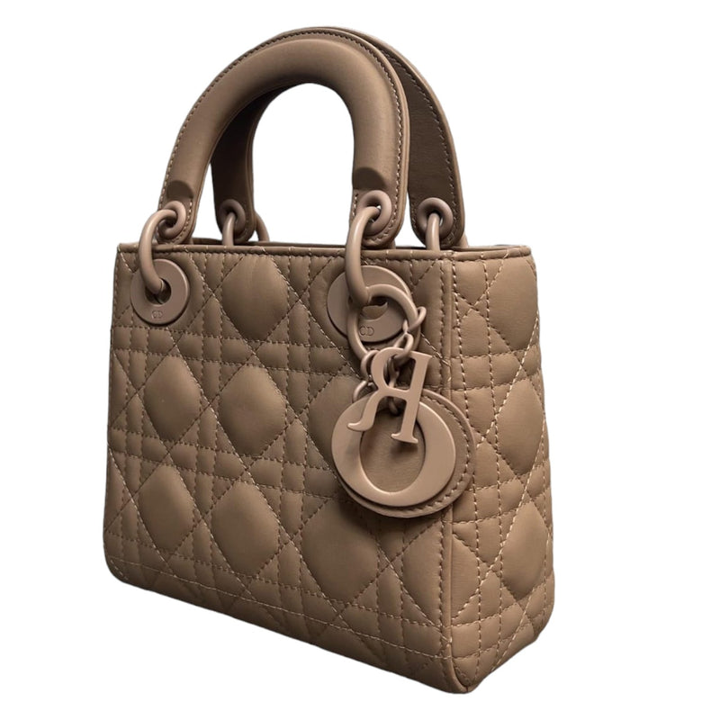 Dior Lady Dior Medium Bag in Matte Brown Cannage Calfskin with Black Hardware 20 cm