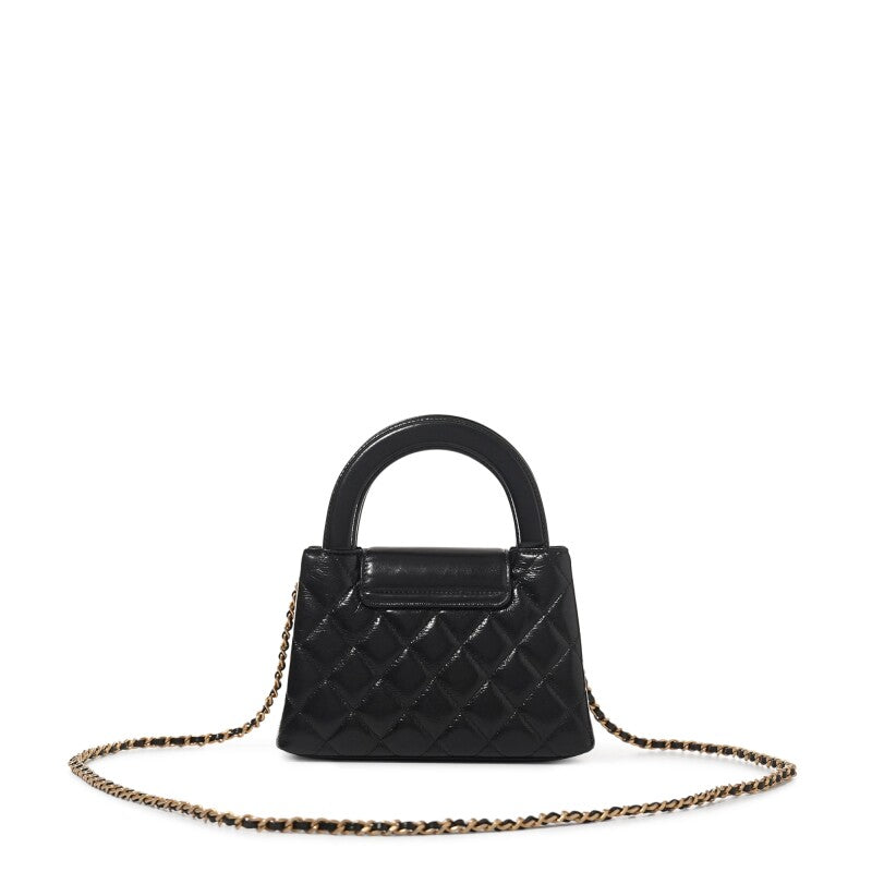 Chanel Mini Kelly Black Quilted Aged Calfskin with Gold Hardware – 18 cm