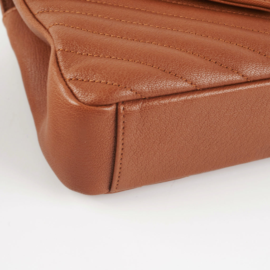 Saint Laurent 24 cm Tan Quilted Leather