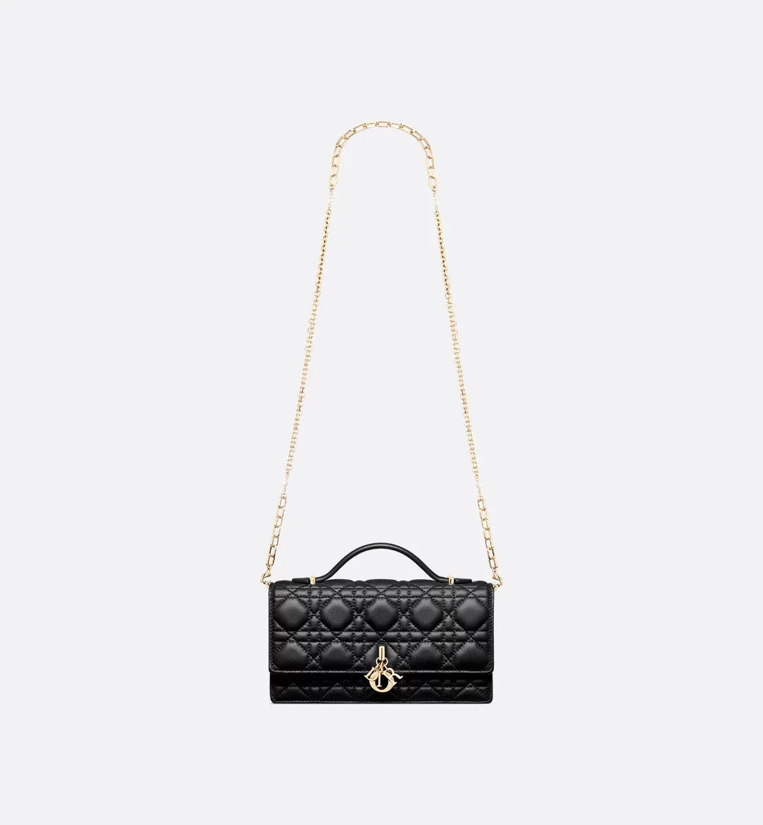 Dior Lady Dior Top Handle Bag in Black Quilted Lambskin with Gold Hardware – 20 cm