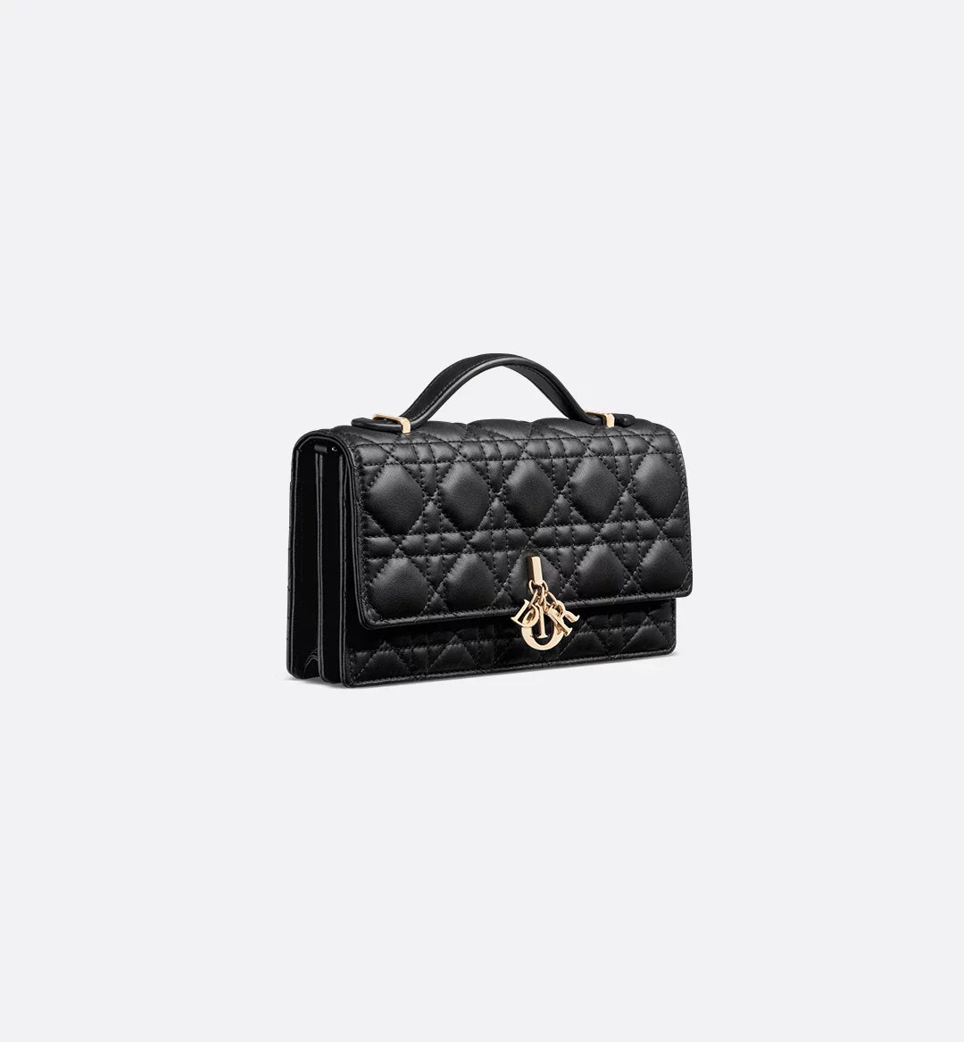 Dior Lady Dior Top Handle Bag in Black Quilted Lambskin with Gold Hardware – 20 cm