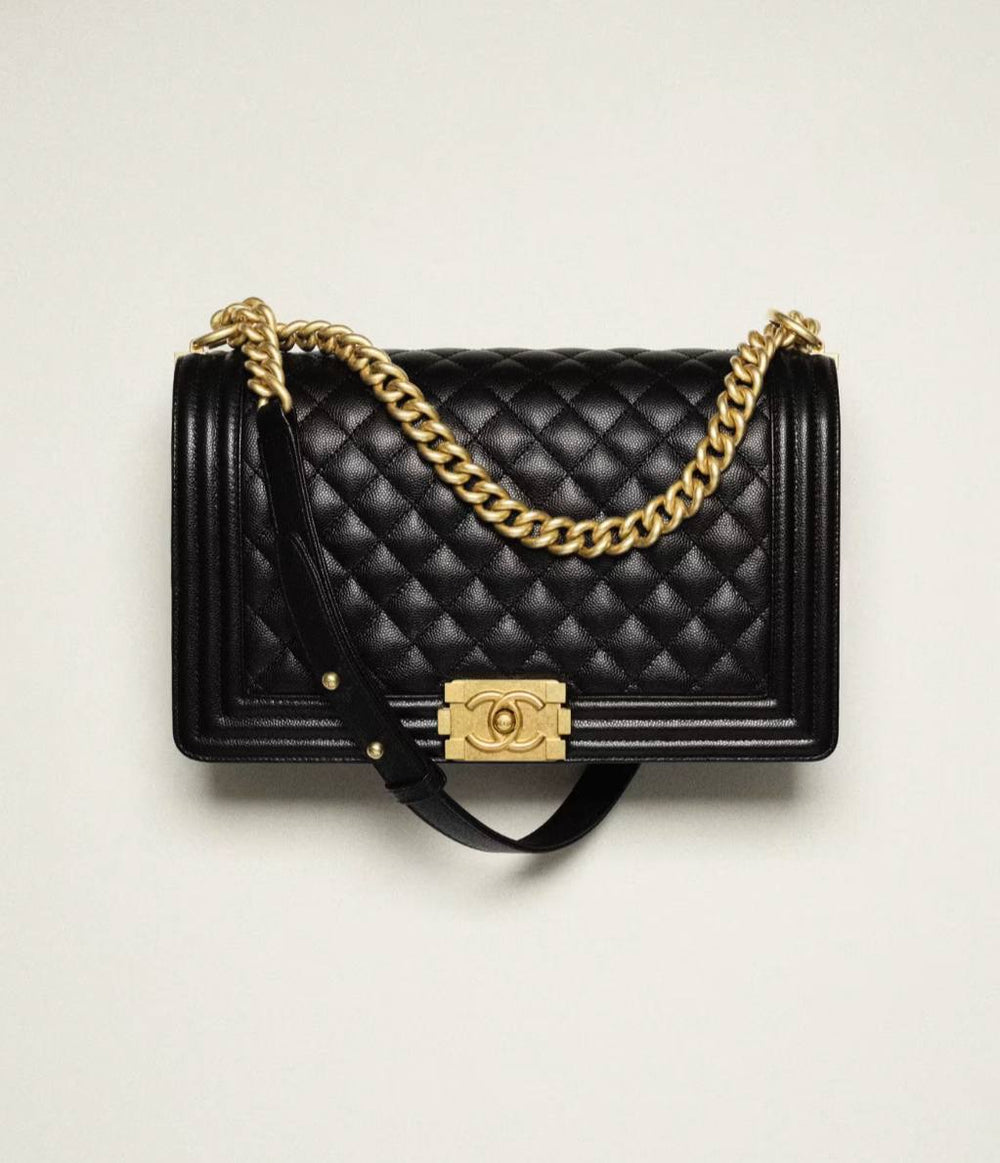 Chanel Boy Bag in Black Quilted Lambskin with Gold Hardware