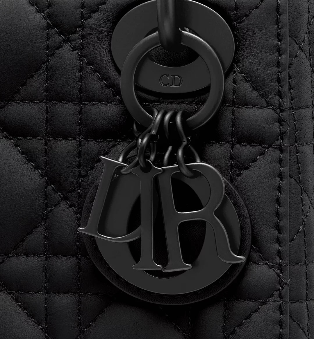 Dior Lady Dior Medium Bag in Matte Black Cannage Calfskin with Black Hardware 20 cm