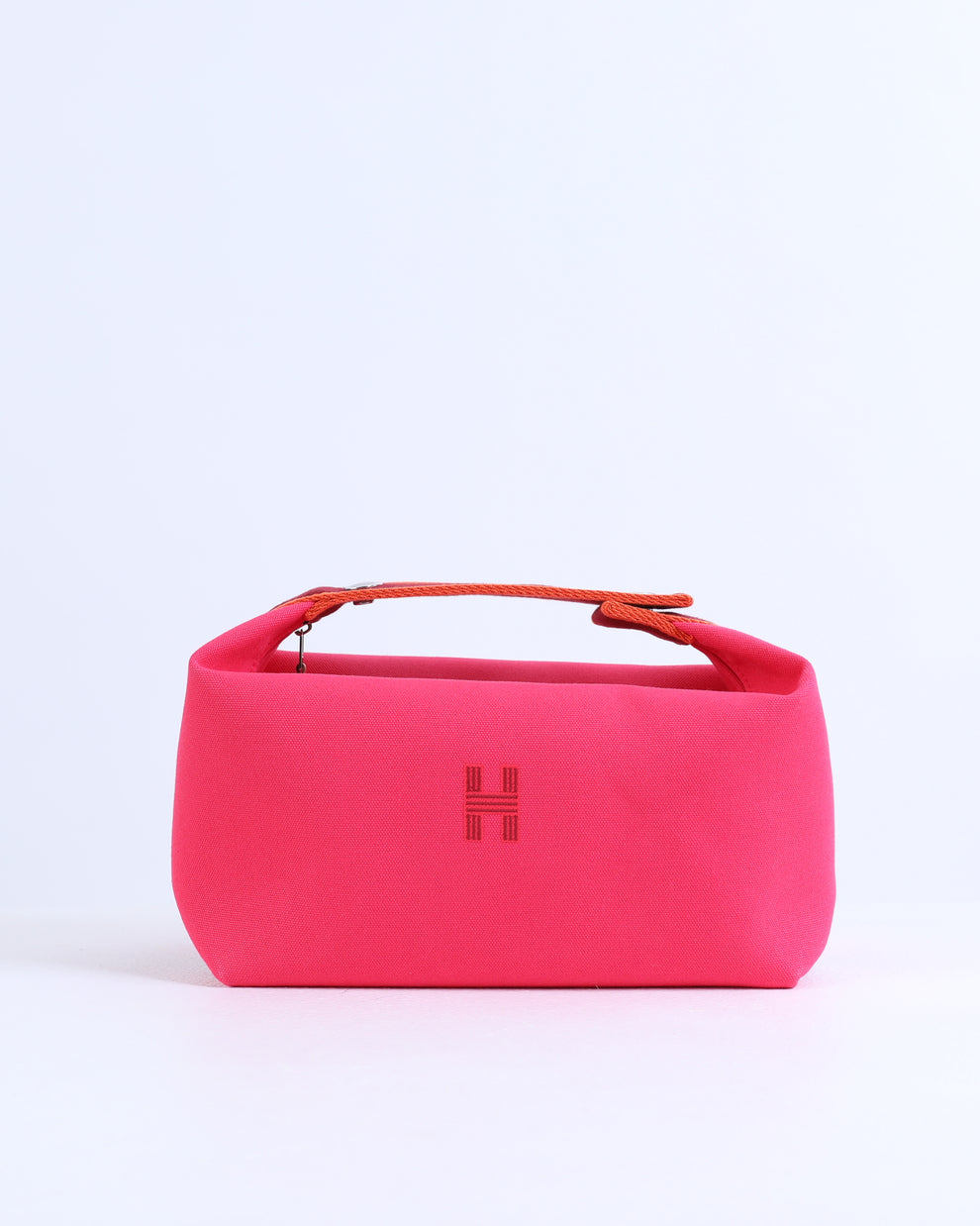 Hermes Bride à brac cloth vanity case in Pink Canvas and Silver Hardware 22 cm
