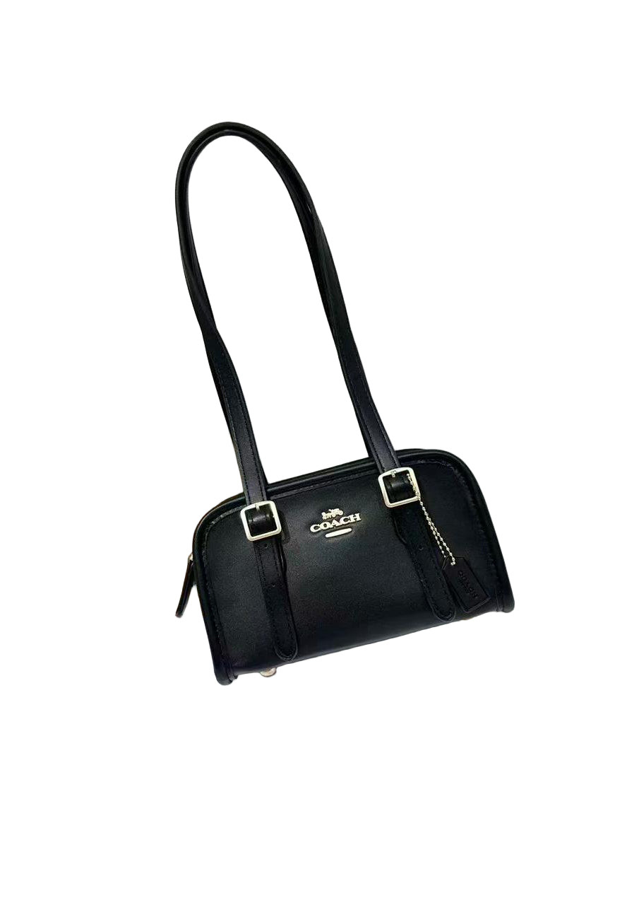 Coach Shoulder Bag in Black Signature Canvas 20 cm