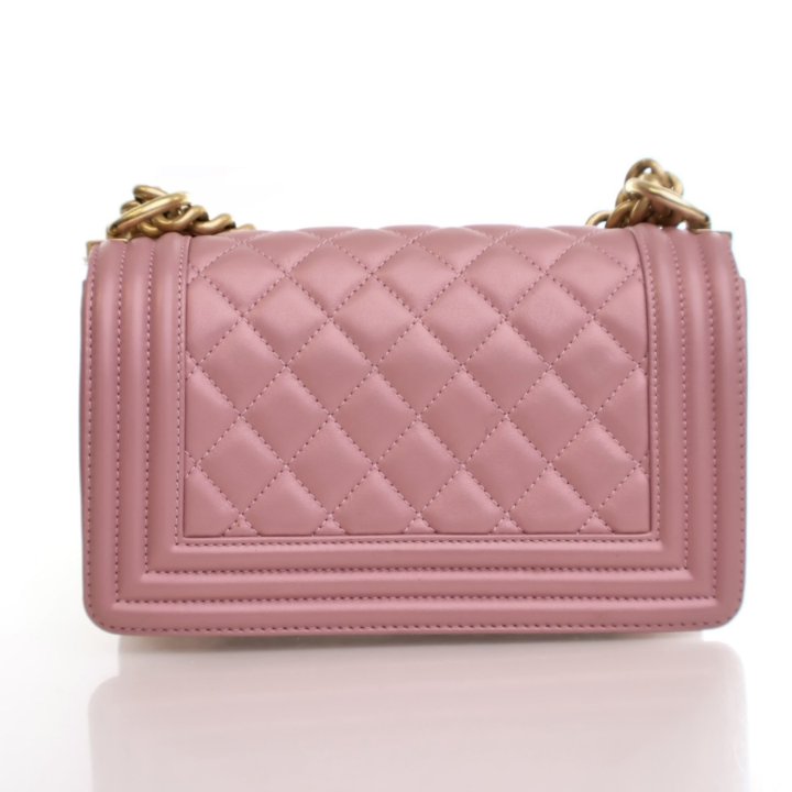 Chanel Boy Bag in Pink Quilted Lambskin with Gold Hardware