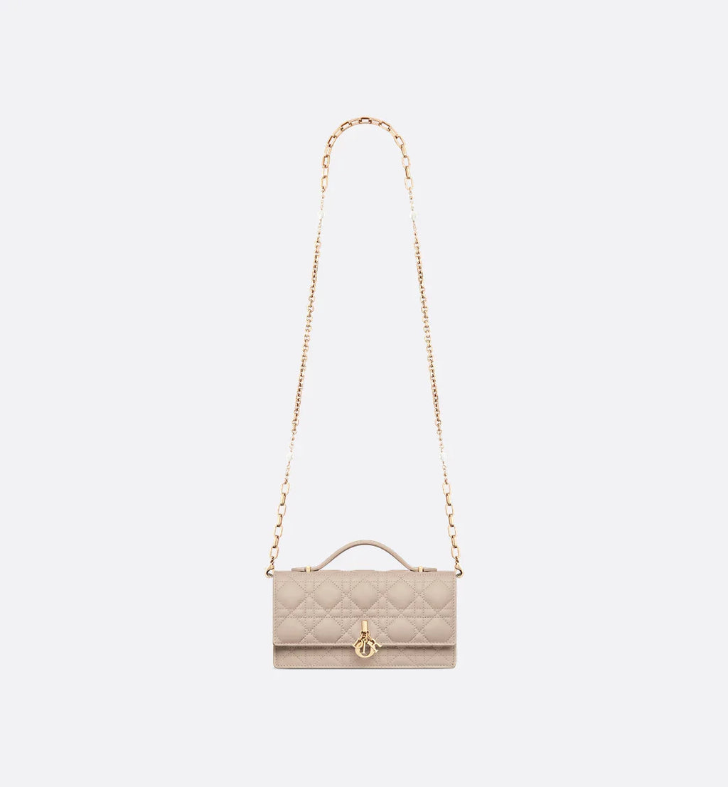 Dior Lady Dior Top Handle Bag in beige Quilted Lambskin with Gold Hardware – 20 cm