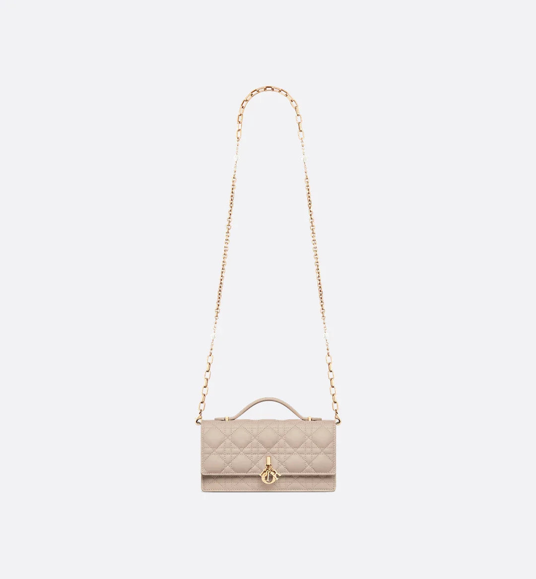 Dior Lady Dior Top Handle Bag in beige Quilted Lambskin with Gold Hardware – 20 cm