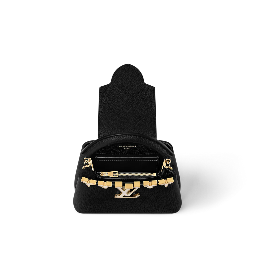 Louis Vuitton Capucines BB in Black Grained Taurillon Leather with Gold Hardware