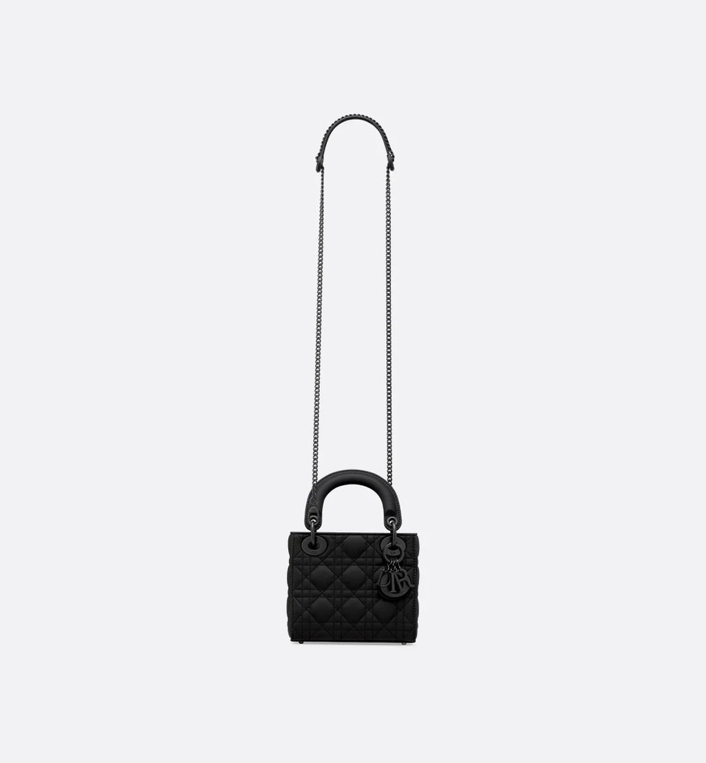 Dior Lady Dior Medium Bag in Matte Black Cannage Calfskin with Black Hardware 20 cm