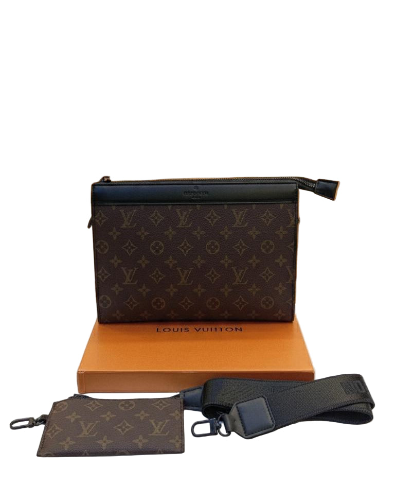 Louis Vuitton Pochette Volga in Brown Monogram Canvas with Black Hardware 27 cm