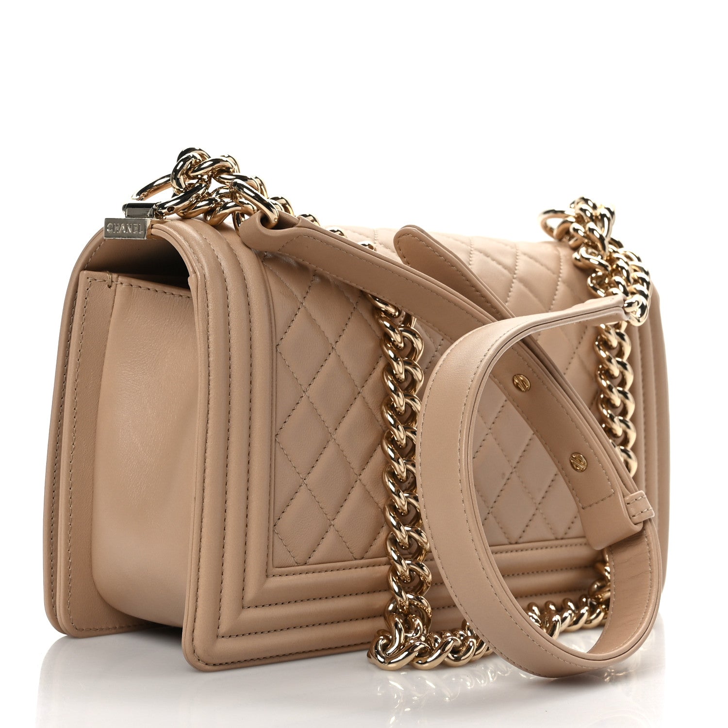 Chanel Boy Bag in Gold Quilted Lambskin with Gold Hardware
