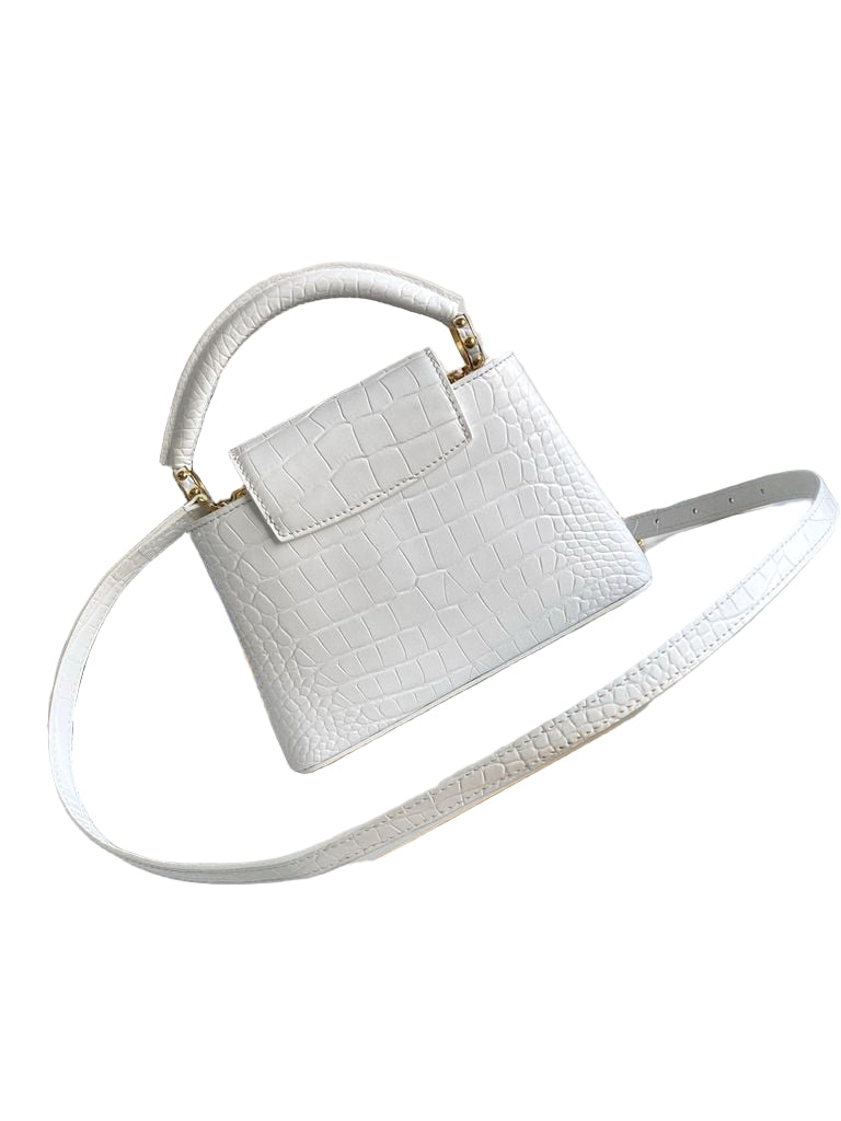 Louis Vuitton Capucines Mini Bag in Burgundy Snake-Embossed Leather with Gold Hardware 21 cm