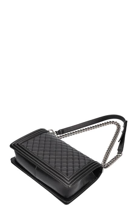 Chanel Boy Bag in Black Quilted Lambskin with Silver Hardware