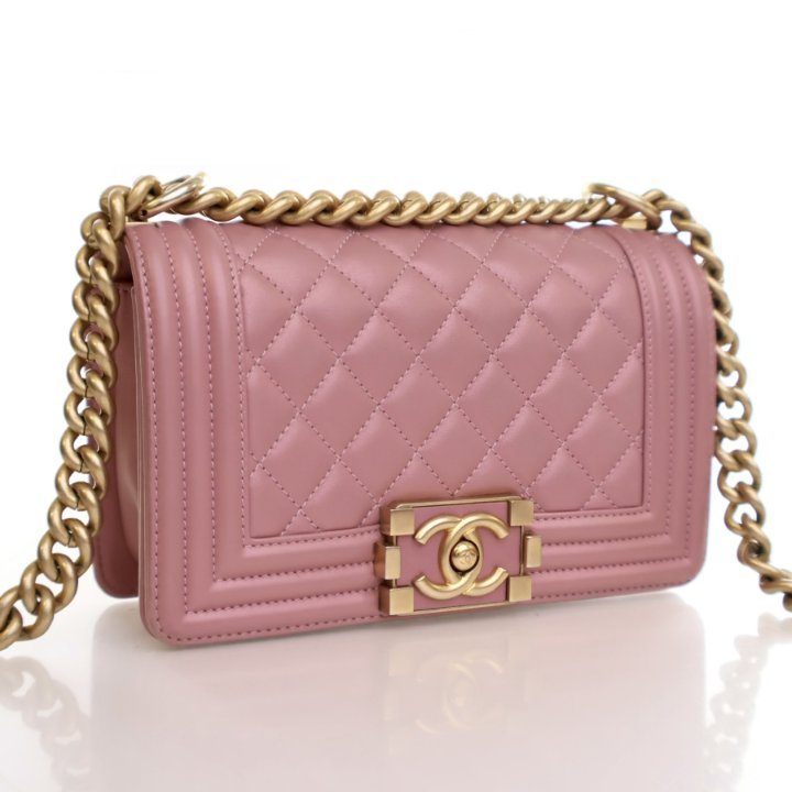 Chanel Boy Bag in Pink Quilted Lambskin with Gold Hardware