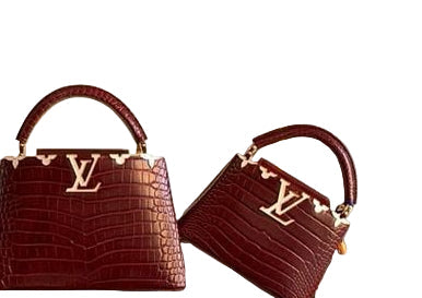 Louis Vuitton Capucines BB in Cognac Burgundy Crocodile-Embossed Leather with Gold Hardware 21 cm