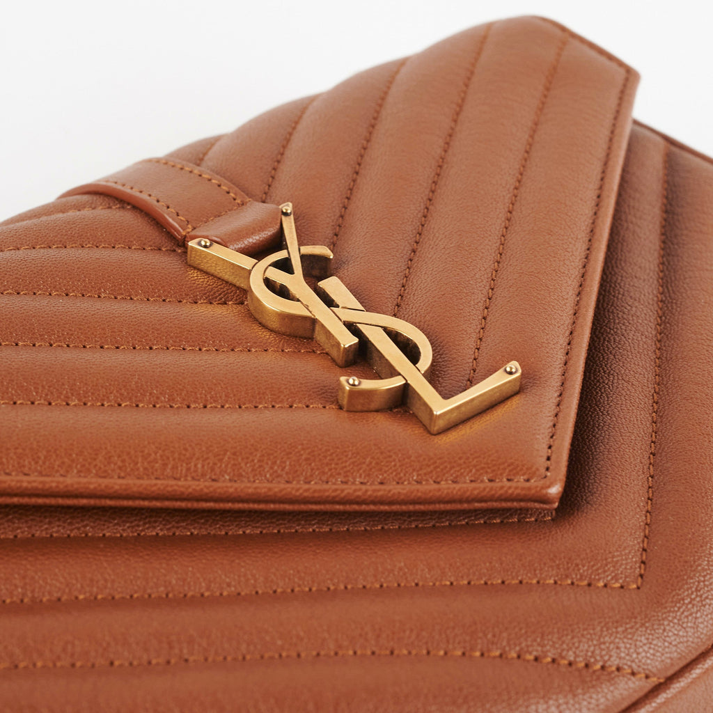 Saint Laurent 24 cm Tan Quilted Leather