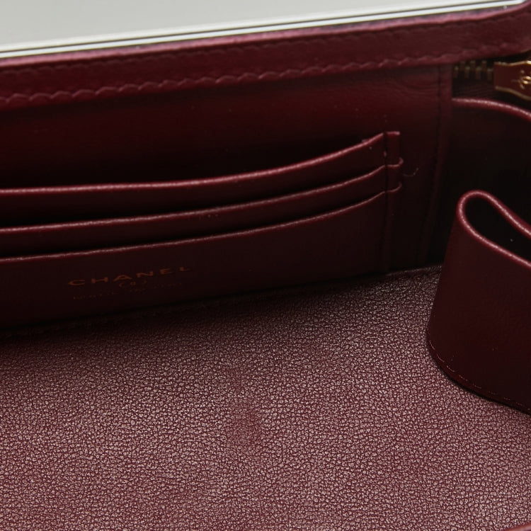 Chanel Vanity Case in Deep Burgundy Patent Leather Lambskin with Gold Hardware 17 cm
