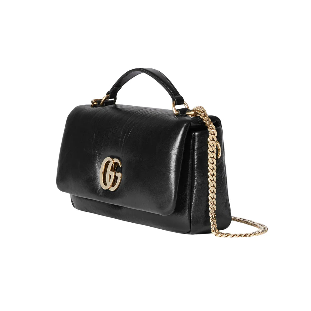 GUCCI Milano GG Small Black Puffy Leather Top Handle Bag