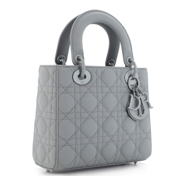 Dior Lady Dior Medium Bag in Matte Grey Cannage Calfskin with Black Hardware 20 cm
