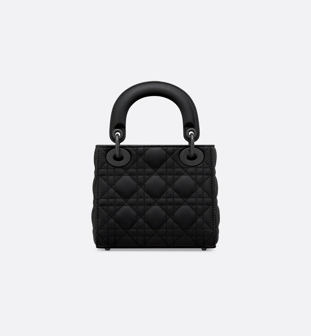 Dior Lady Dior Medium Bag in Matte Black Cannage Calfskin with Black Hardware 20 cm