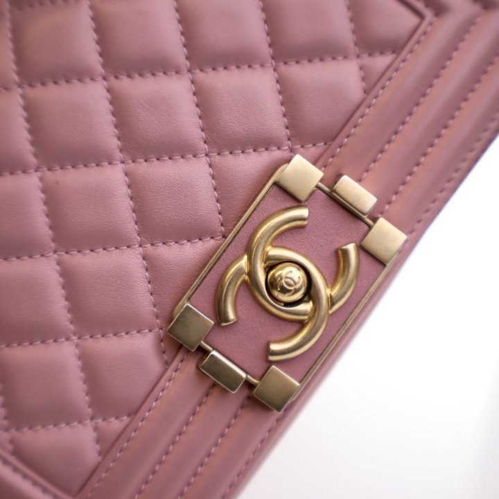 Chanel Boy Bag in Pink Quilted Lambskin with Gold Hardware