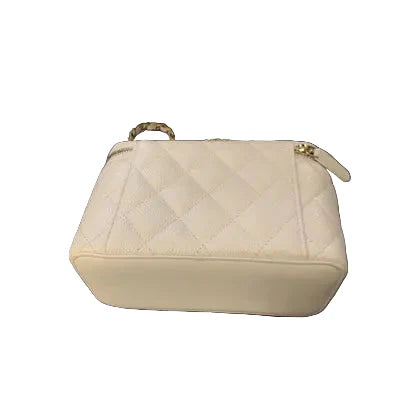 Chanel Vanity Case in Beige Lambskin with Gold Hardware 17 cm