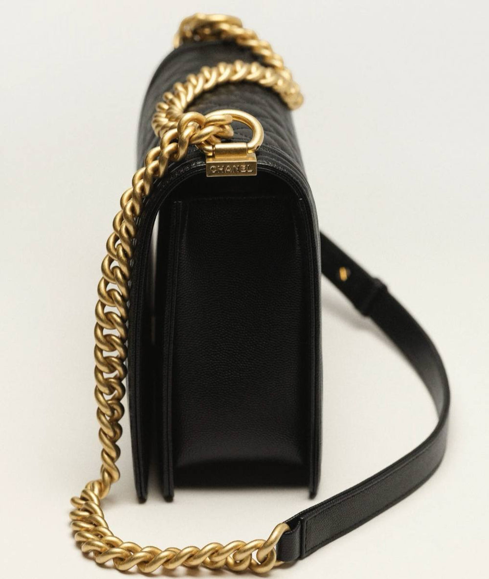 Chanel Boy Bag in Black Quilted Lambskin with Gold Hardware