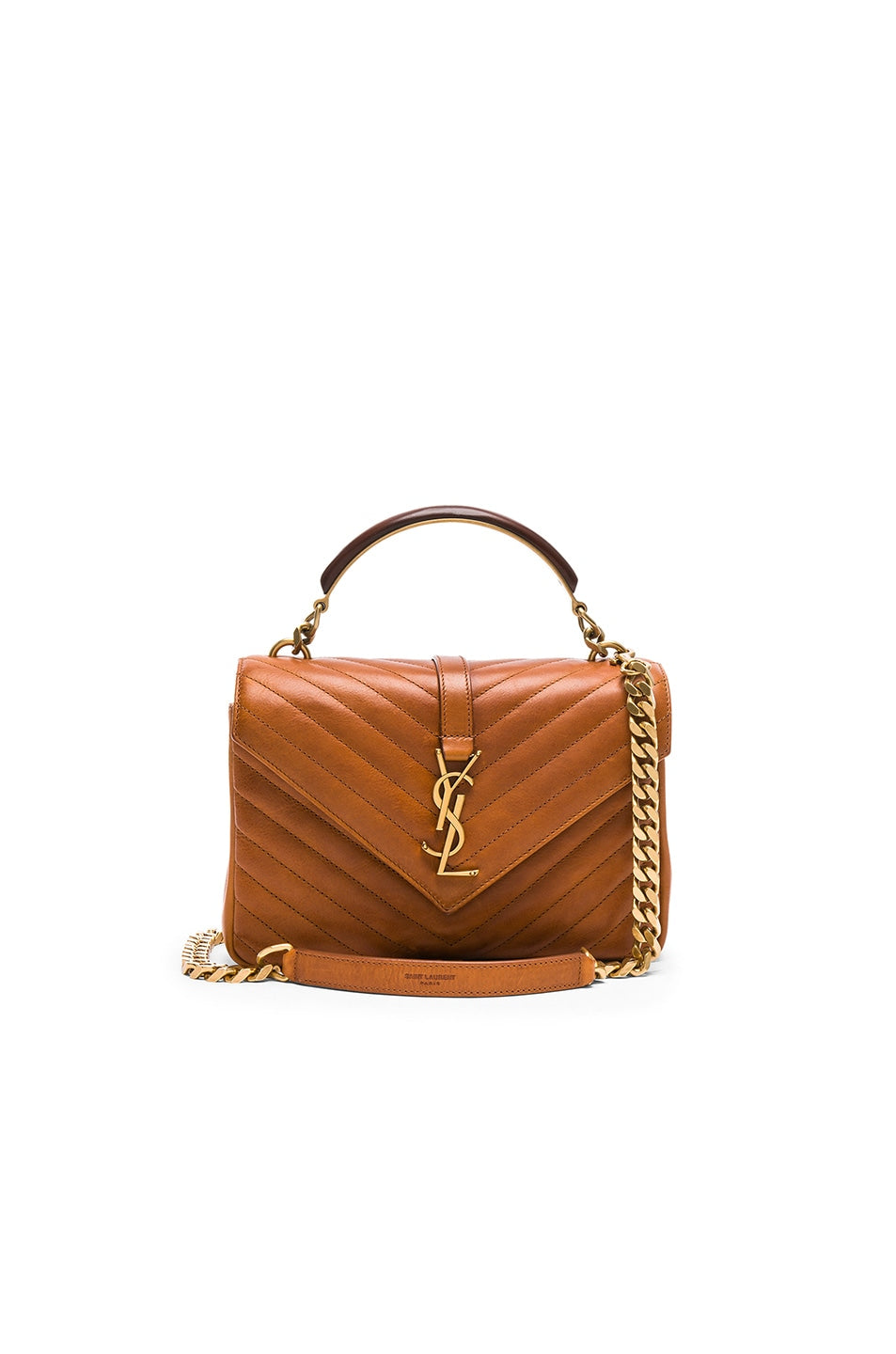 Saint Laurent 24 cm Tan Quilted Leather