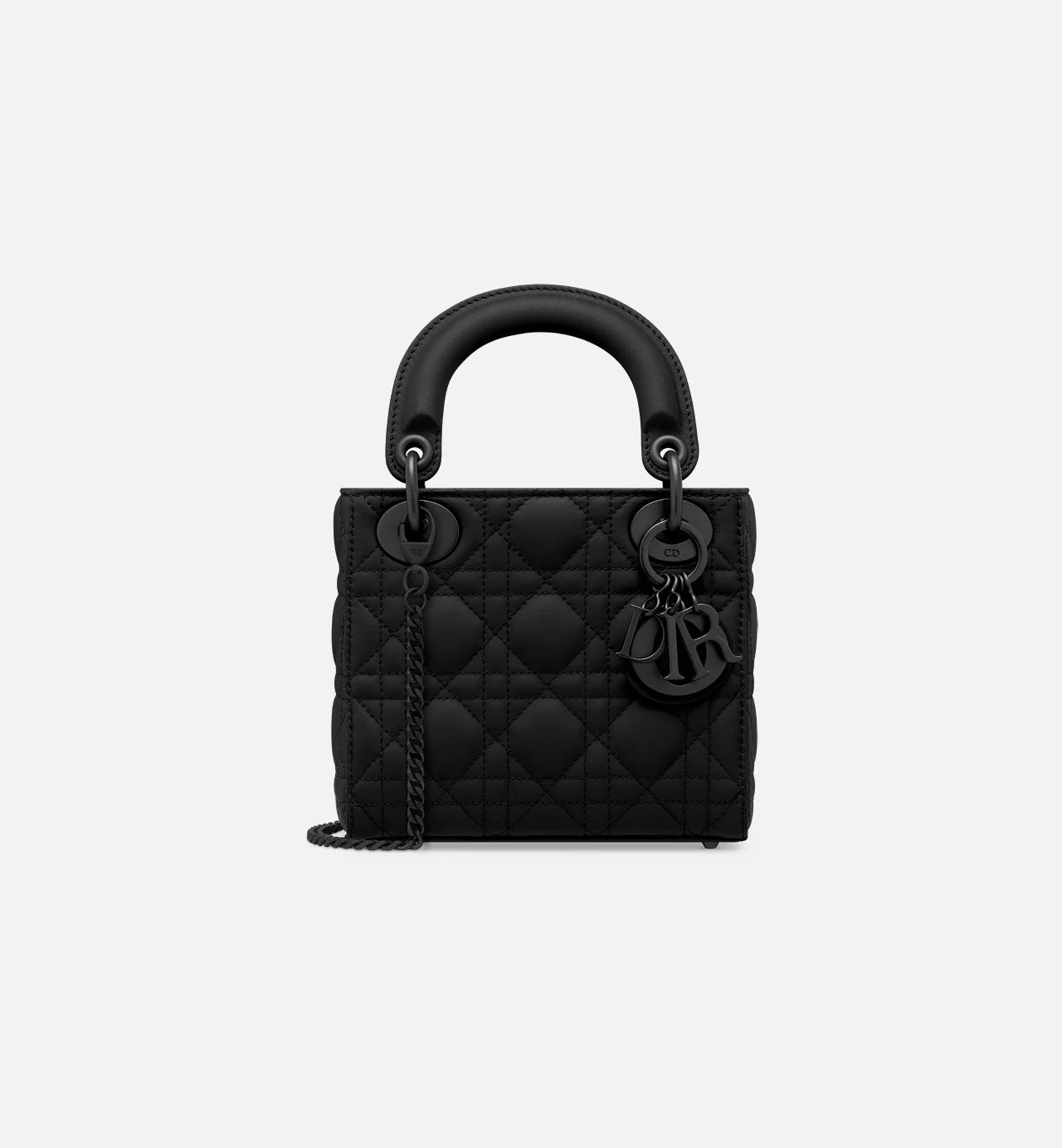 Dior Lady Dior Medium Bag in Matte Black Cannage Calfskin with Black Hardware 20 cm