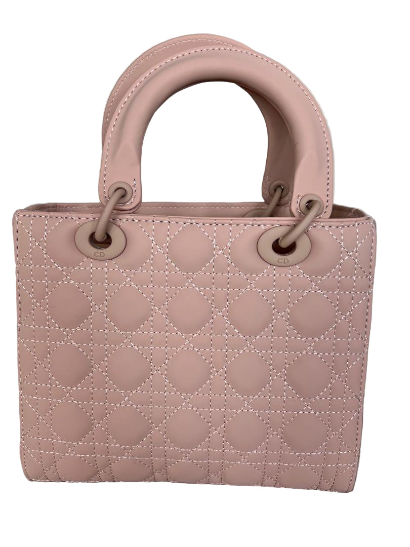 Dior Lady Dior Medium Bag in Matte Rose Cannage Calfskin with Black Hardware 20 cm