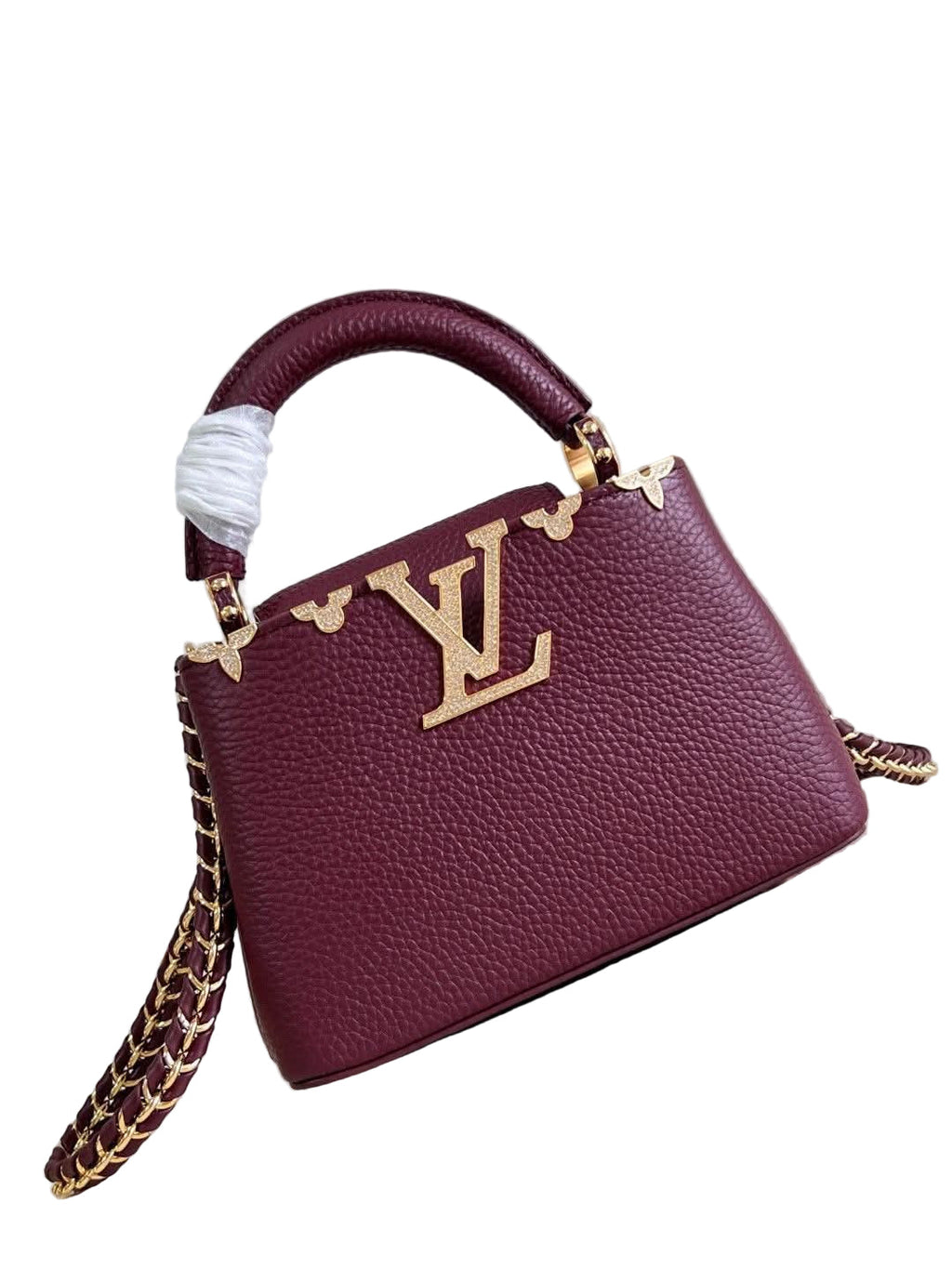 Louis Vuitton Capucines BB in Burgundy Grained Taurillon Leather with Gold Hardware
