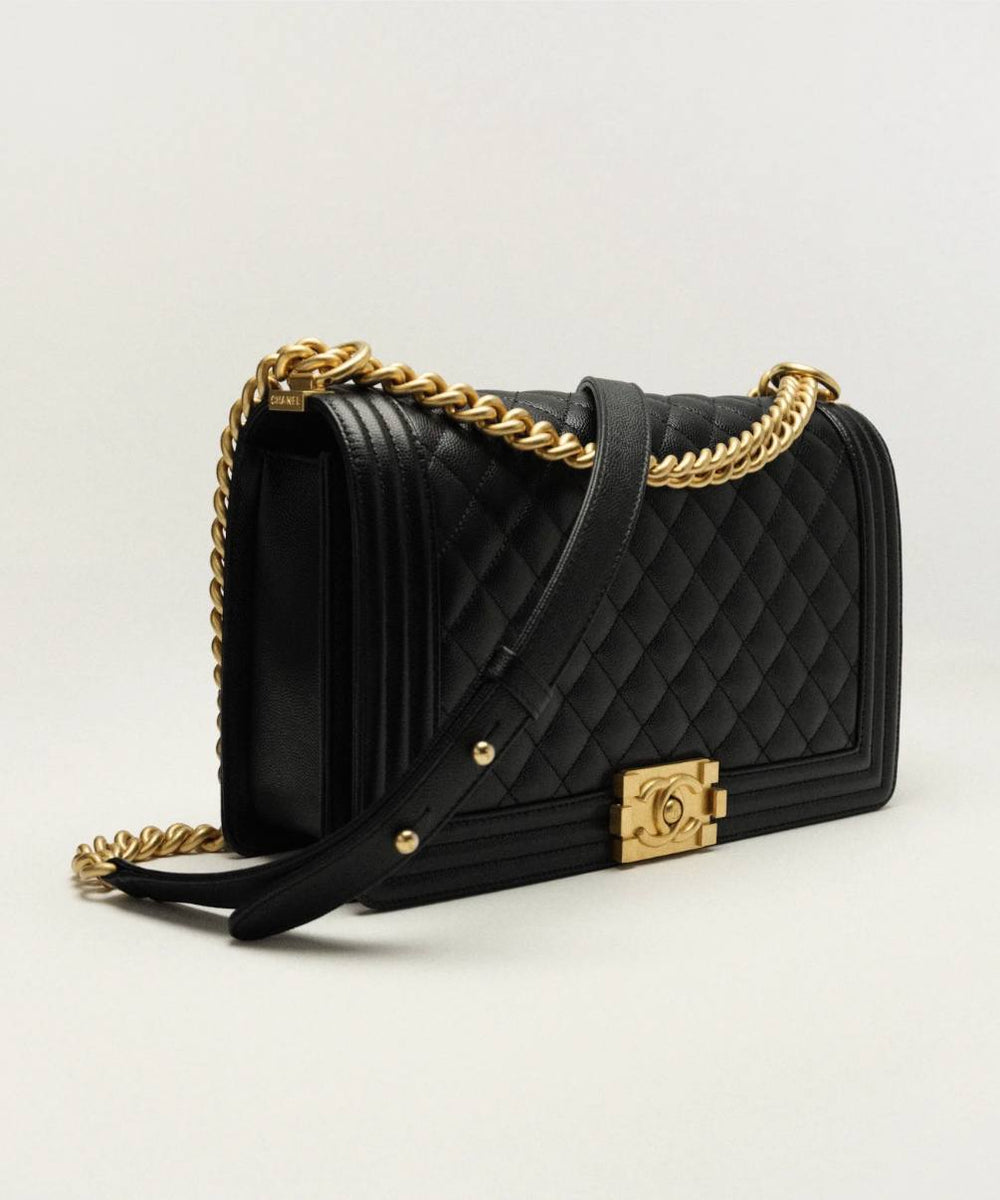 Chanel Boy Bag in Black Quilted Lambskin with Gold Hardware