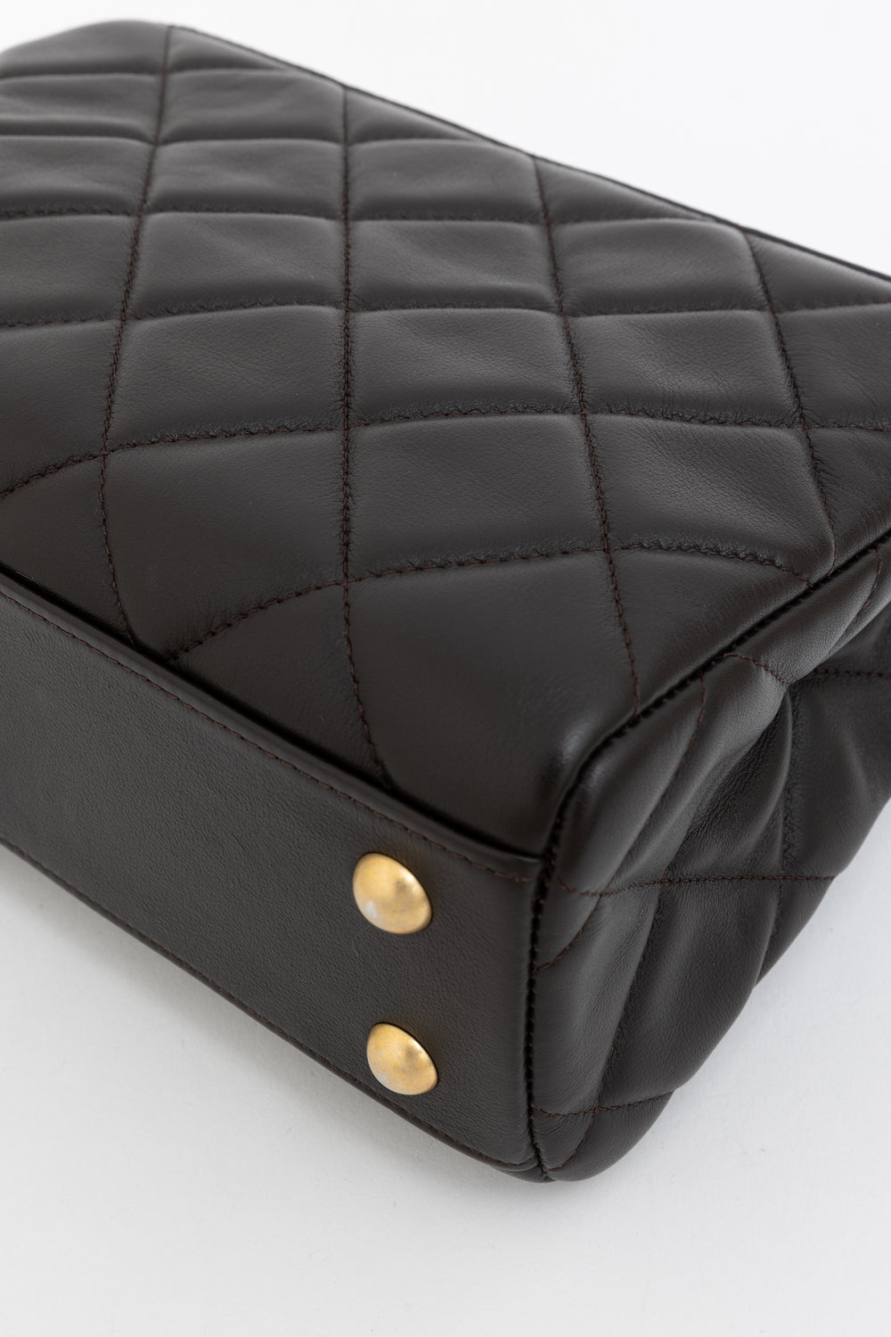 Chanel Top Handle Shoulder Bag in Black leather with Gold Hardware