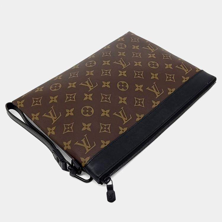 Louis Vuitton Pochette Volga in Brown Monogram Canvas with Black Hardware 27 cm