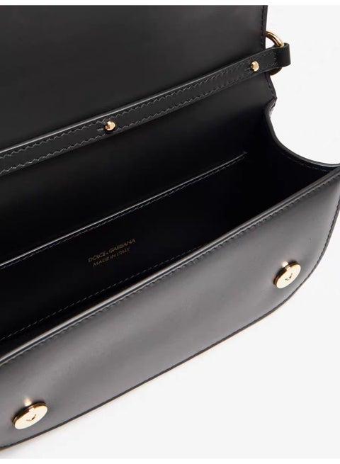Dolce & Gabbana Shoulder bag in Black made of calfskin leather with a Gold Chain DG logo