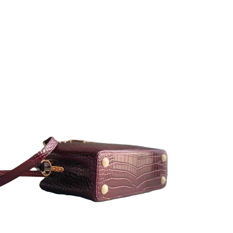 Louis Vuitton Capucines Mini Bag in Burgundy Glossy Snake-Embossed Leather with Gold Hardware 21 cm