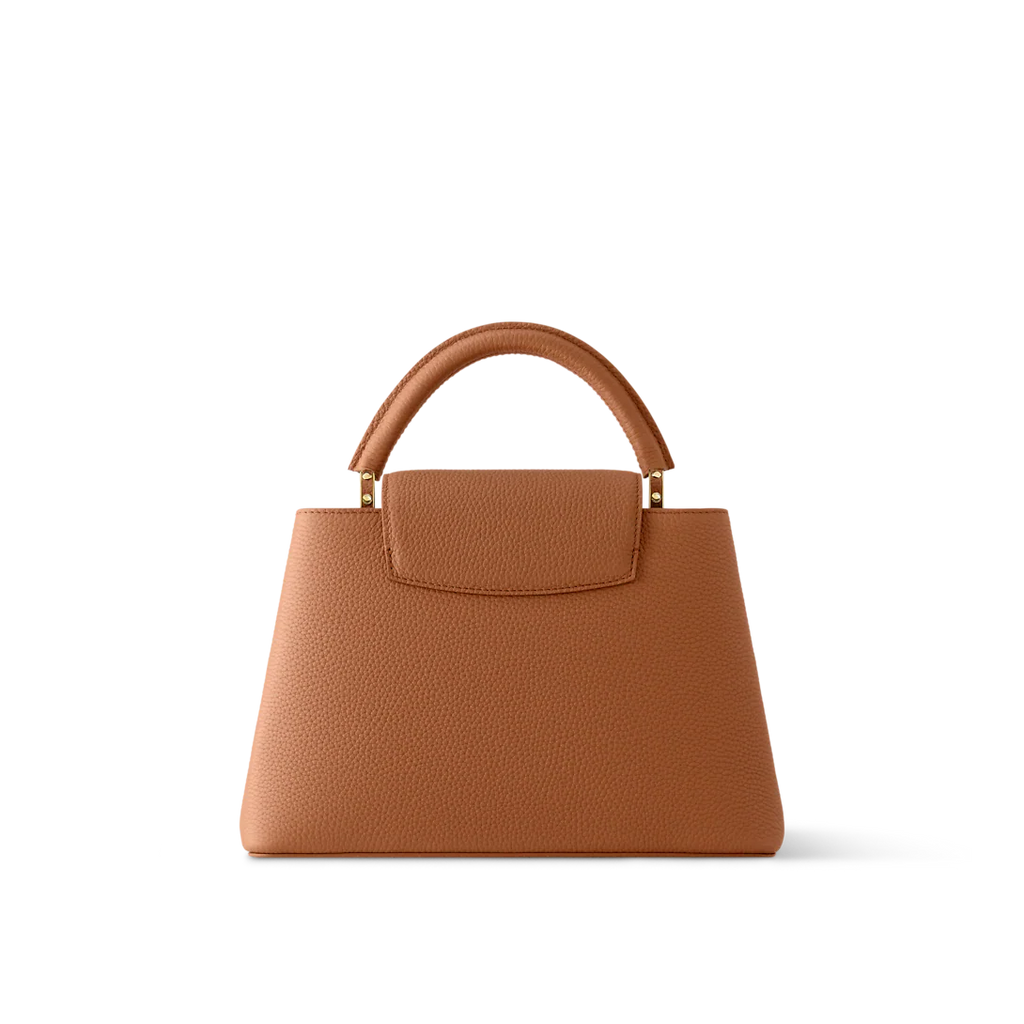 Louis Vuitton Capucines Mini Bag in Rose Grained Leather and Gold Hardware 22 cm