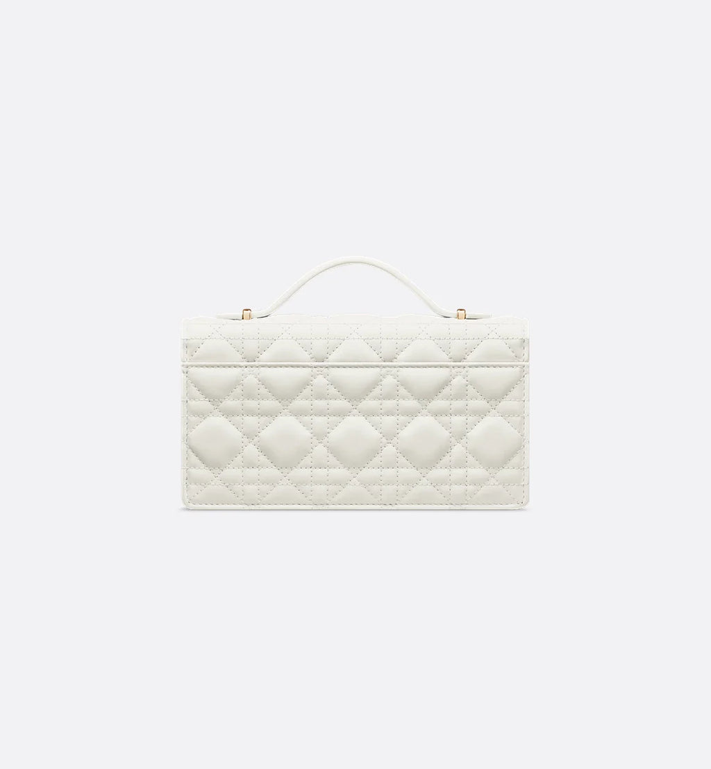 Dior Lady Dior Top Handle Bag in White Quilted Lambskin with Gold Hardware – 20 cm