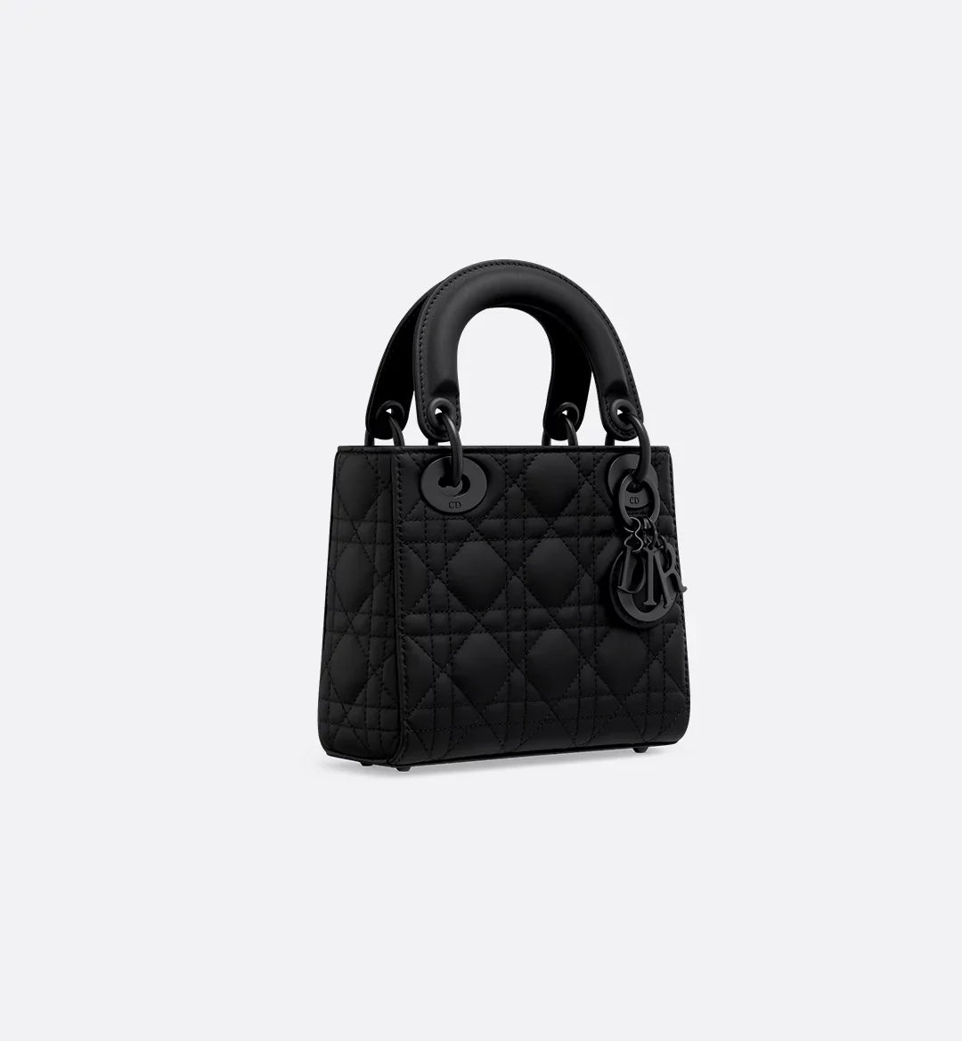 Dior Lady Dior Medium Bag in Matte Black Cannage Calfskin with Black Hardware 20 cm