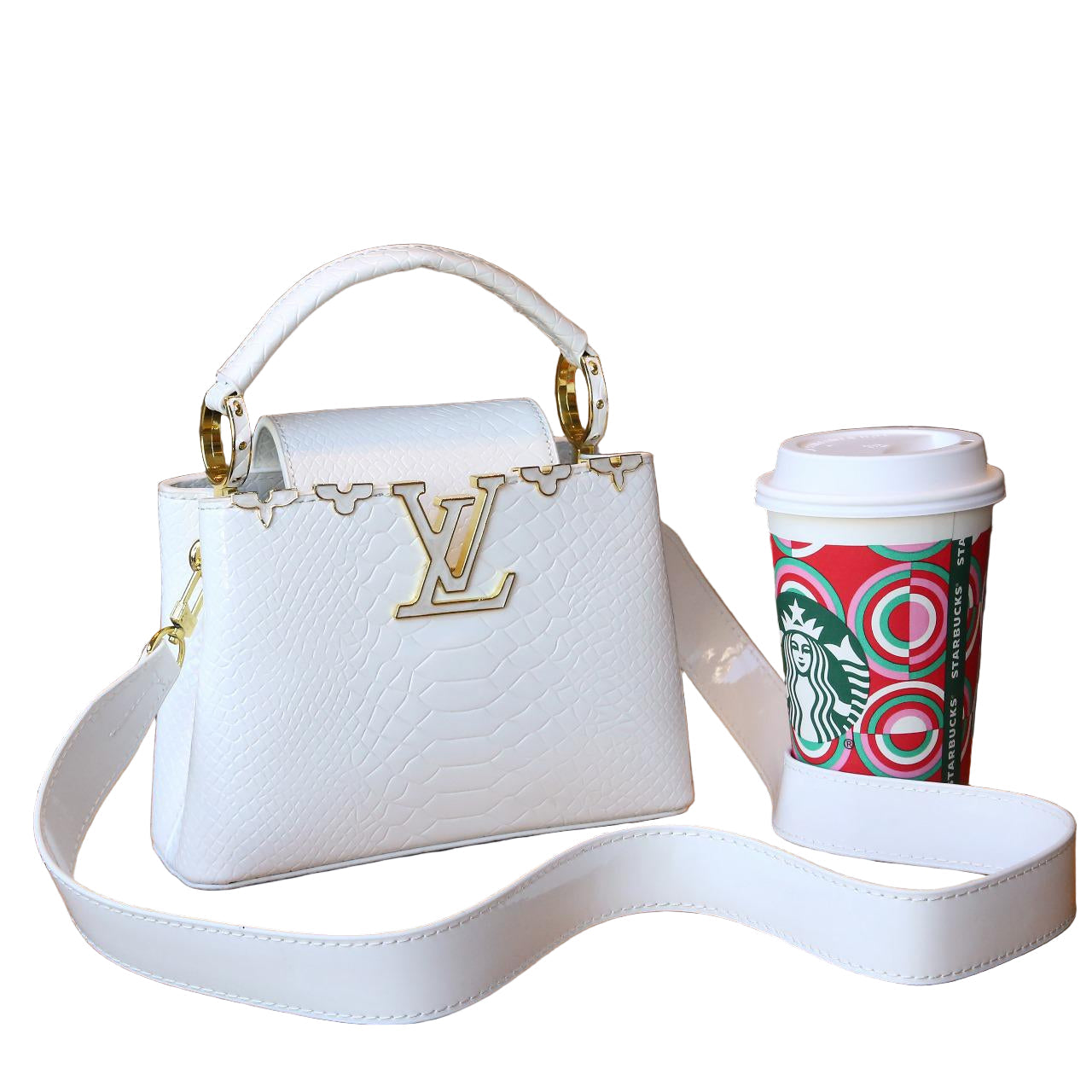 Louis Vuitton Capucines Mini Bag in Burgundy Snake-Embossed Leather with Gold Hardware 21 cm